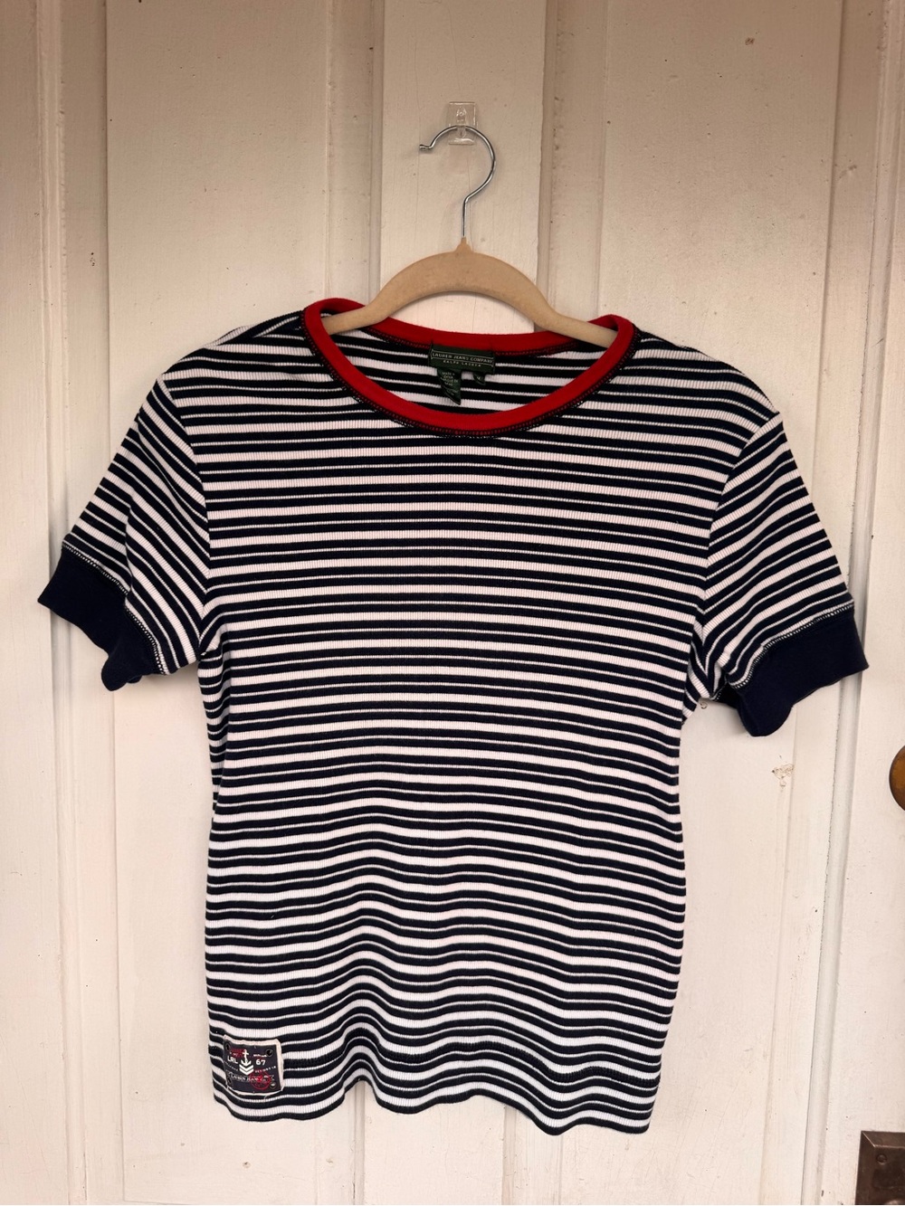 Lauren Jeans Co Ralph Lauren Striped Ringer Tee Navy Red White XS